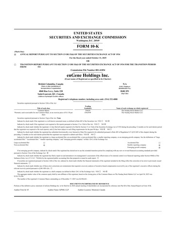 Thumbnail enGene 10-K Annual Report 2025