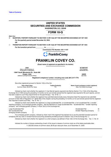 Thumbnail Franklin Covey 10-Q Quarterly Report FY2025 