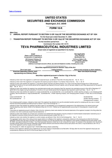 Thumbnail Teva Pharmaceutical Industries 10-K Annual Report 2025