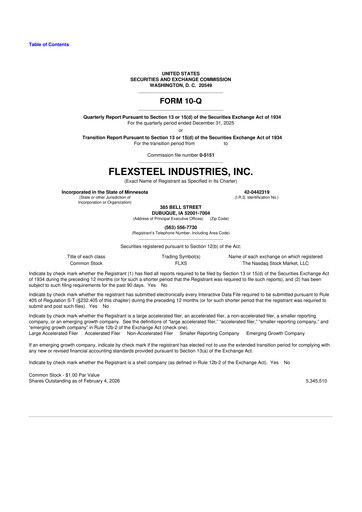 Thumbnail Flexsteel Industries 10-Q Quarterly Report FY 