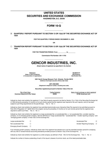 Thumbnail Gencor Industries
 10-Q Quarterly Report FY2026 