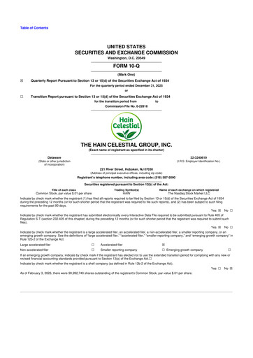 Thumbnail Hain Celestial 10-Q Quarterly Report FY2026 