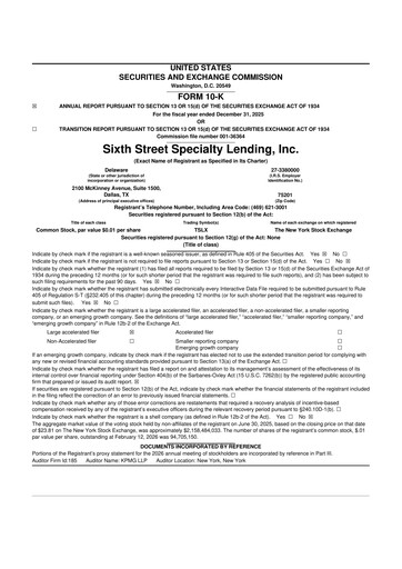 Thumbnail Sixth Street Specialty Lending 10-K Annual Report 2025