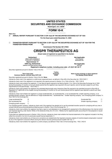 Thumbnail CRISPR Therapeutics 10-K Annual Report 2025