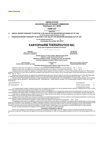 Thumbnail Karyopharm Therapeutics
 10-K Annual Report 2025