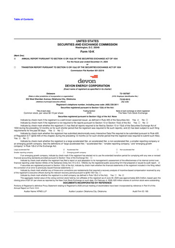 Thumbnail Devon Energy
 10-K Annual Report 2025