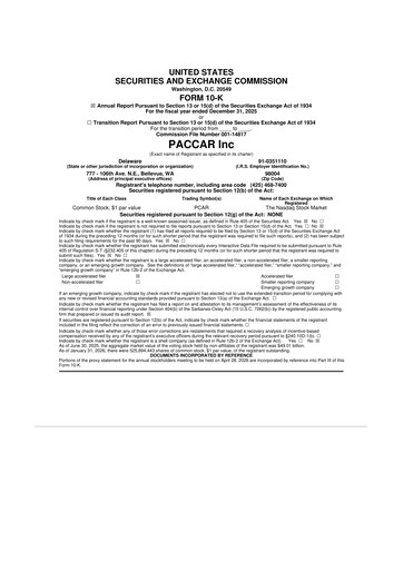 Thumbnail Paccar 10-K Annual Report 2025