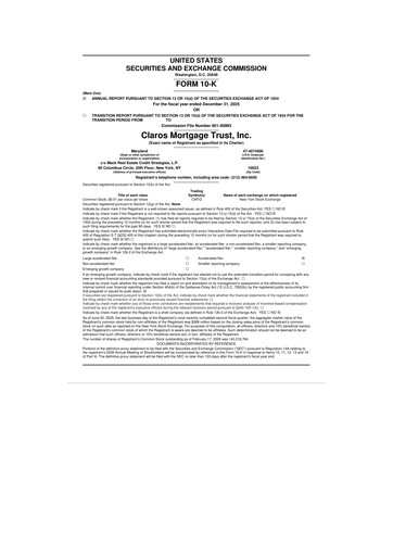 Miniature Claros Mortgage Trust 10-K Rapport annuel 2025