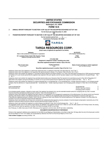 Thumbnail Targa Resources
 10-K Annual Report 2025