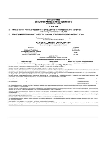 Thumbnail Kaiser Aluminum
 10-K Annual Report 2025