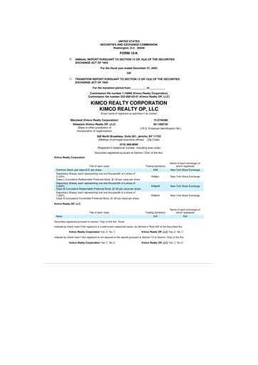 Thumbnail Kimco Realty
 10-K Annual Report 