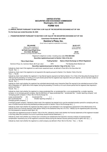 Thumbnail Domino's Pizza 10-K Annual Report 2025