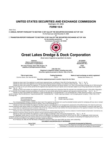 Thumbnail Great Lakes Dredge & Dock Corp. 10-K Annual Report 2025