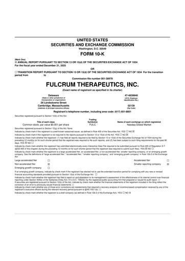 Miniature Fulcrum Therapeutics 10-K Rapport annuel 2025