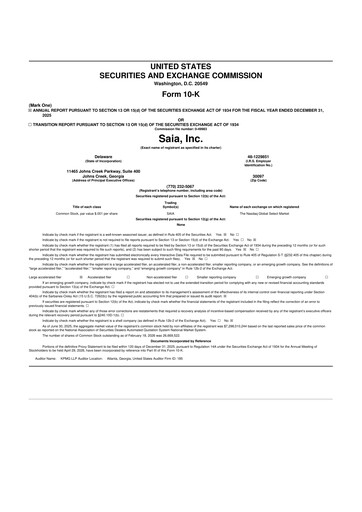 Thumbnail Saia
 10-K Annual Report 2025