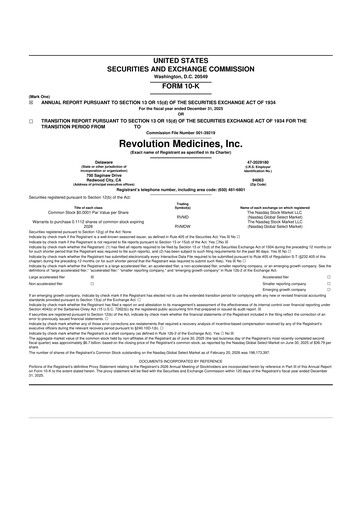 Thumbnail Revolution Medicines
 10-K Annual Report 2025