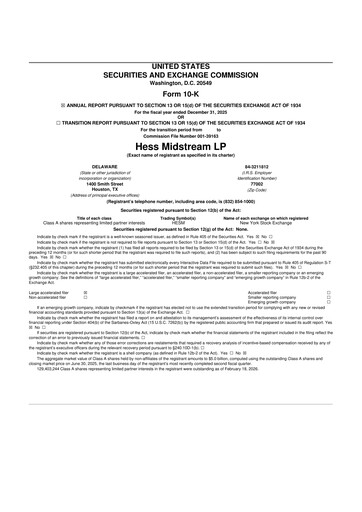 Thumbnail Hess Midstream 10-K Annual Report 2025