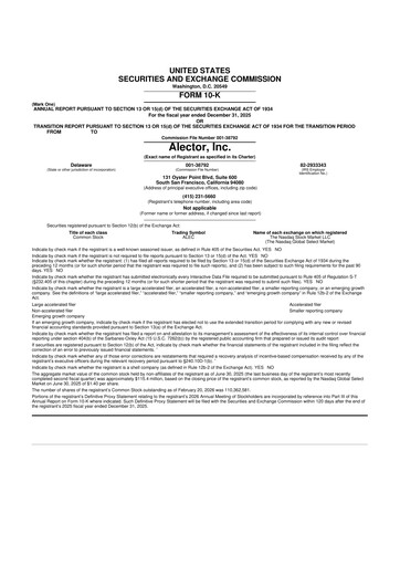 Thumbnail Alector
 10-K Annual Report 