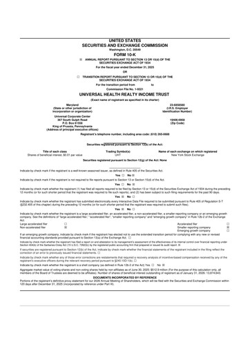 Thumbnail Universal Health Realty Income Trust 10-K Annual Report 2025