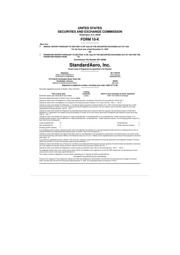 Thumbnail StandardAero 10-K Annual Report 2025