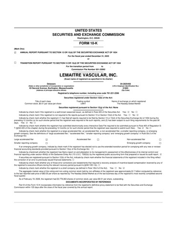 Miniature LeMaitre Vascular 10-K Rapport annuel 2025
