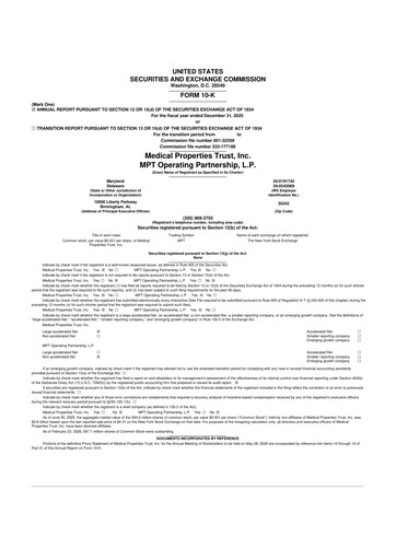 Vorschaubild Medical Properties Trust
 10-K Jahresbericht 