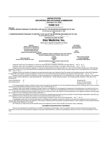 Thumbnail Disc Medicine 10-K Annual Report 