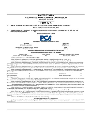 Thumbnail Packaging Corporation of America
 10-K Annual Report 2025