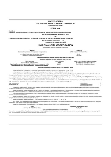 Thumbnail UMB Financial 10-K Annual Report 2025