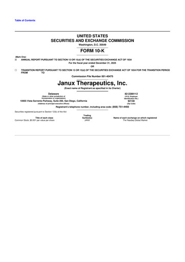Thumbnail Janux Therapeutics 10-K Annual Report 