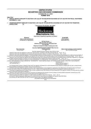 Thumbnail Blackstone Group 10-K Annual Report 