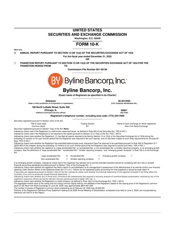 Thumbnail Byline Bancorp 10-K Annual Report 2025