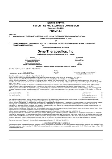 Thumbnail Dyne Therapeutics 10-K Annual Report 