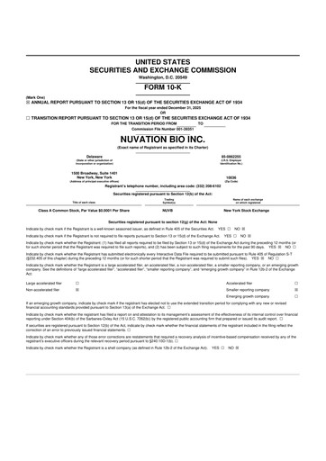 Thumbnail Nuvation Bio 10-K Annual Report 