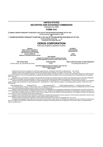 Thumbnail Cerus Corporation 10-K Annual Report 2025