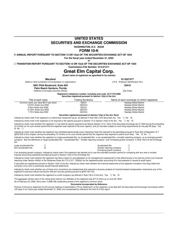 Vorschaubild Great Elm Capital
 10-K Jahresbericht 