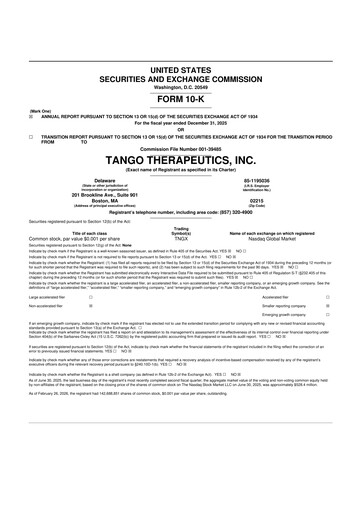 Thumbnail Tango Therapeutics 10-K Annual Report 