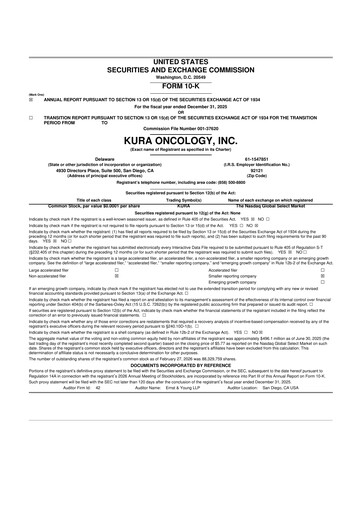 Miniature Kura Oncology
 10-K Rapport annuel 2025