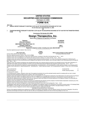 Thumbnail Design Therapeutics 10-K Annual Report 