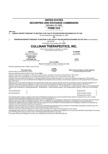 Thumbnail Cullinan Therapeutics 10-K Annual Report 2025