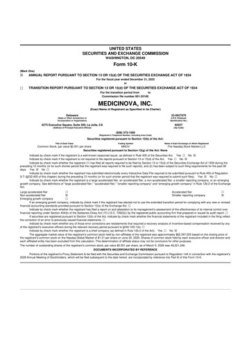 Thumbnail MediciNova 10-K Annual Report 