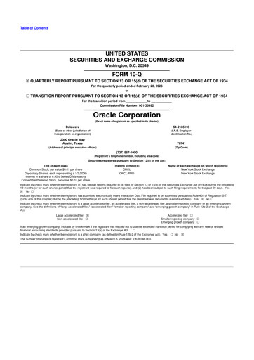 Thumbnail Oracle 10-Q Quarterly Report FY 