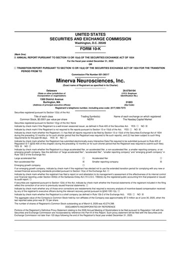 Thumbnail Minerva Neurosciences
 10-K Annual Report 