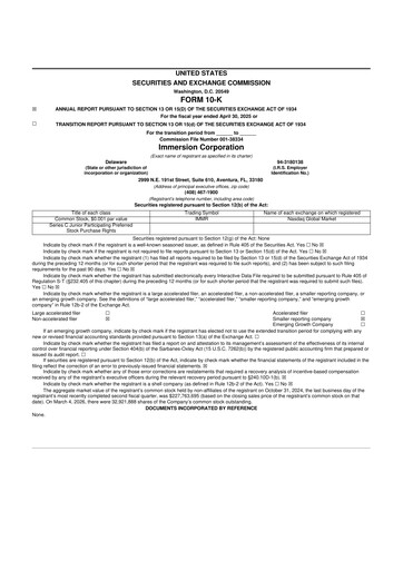 Thumbnail Immersion Corporation
 10-K Annual Report 2025
