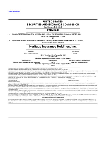 Miniature Heritage Insurance 10-K Rapport annuel 2025