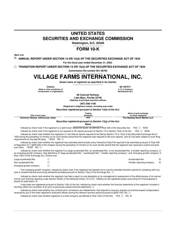 Vorschaubild Village Farms International 10-K Jahresbericht 2025