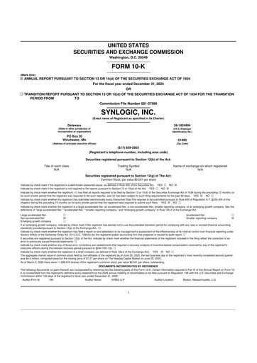 Vorschaubild Synlogic 10-K Jahresbericht 2025