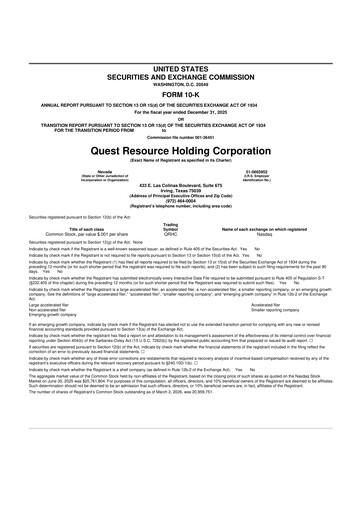 Thumbnail Quest Resource Holding 10-K Annual Report 2025