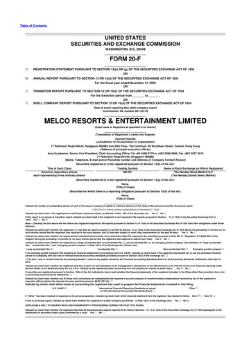 Miniature Melco Resorts & Entertainment 20-F Rapport annuel 2025