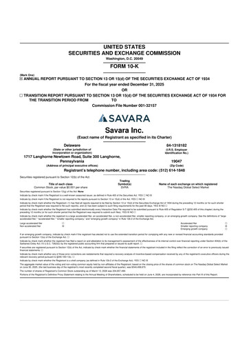Thumbnail Savara 10-K Annual Report 